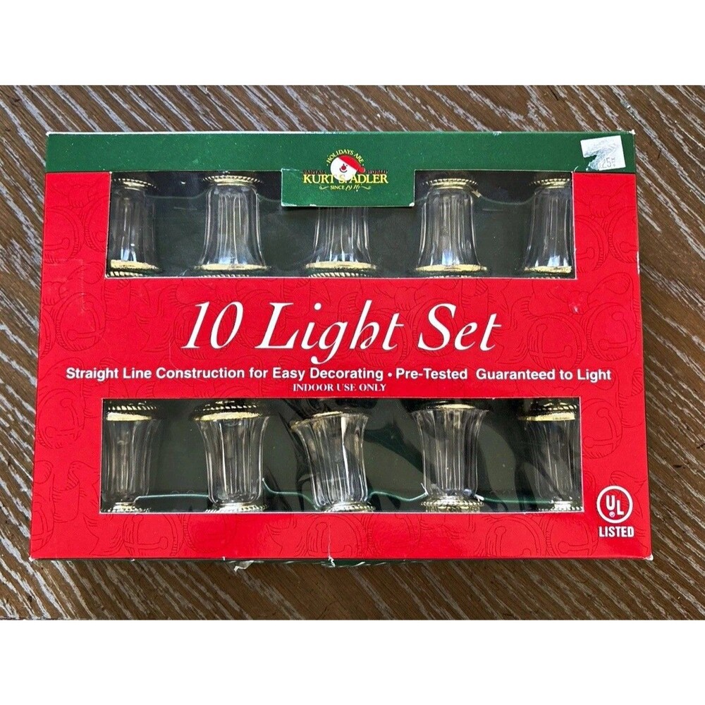 Kurt Adler 10-Light Indoor Novelty String Lights Green Cord Gold/Clear UL
